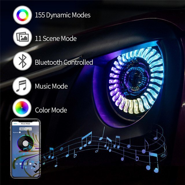 品質保証★ 7インチ LED デュアルビーム ヘッドライト RGB 流れる DRL Bluetooth ジープ ラングラー用 JK LJ TL_画像2