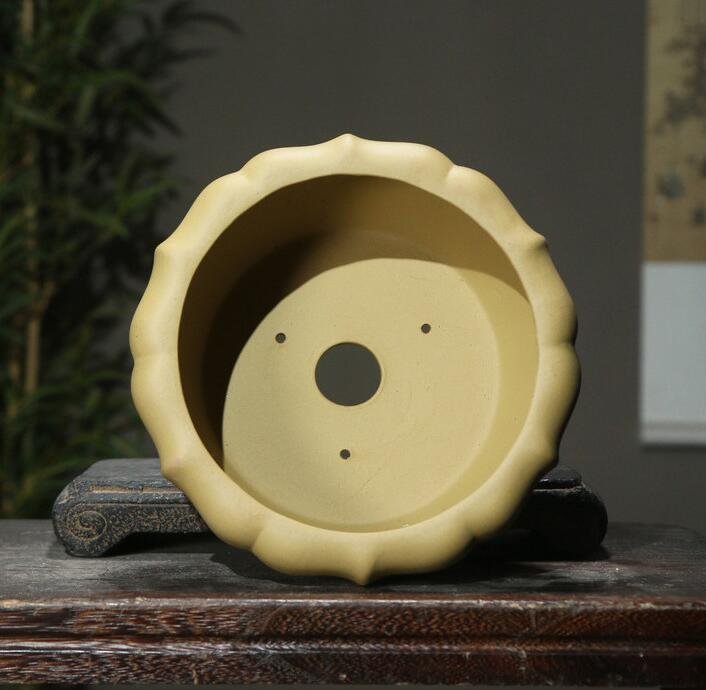  new work new arrival bonsai equipment pot . mud plant pot bonsai pot wheel flower type pot trunk cord step pair inside . circle pot hand made handmade 21×11cm. сolor selection possible 