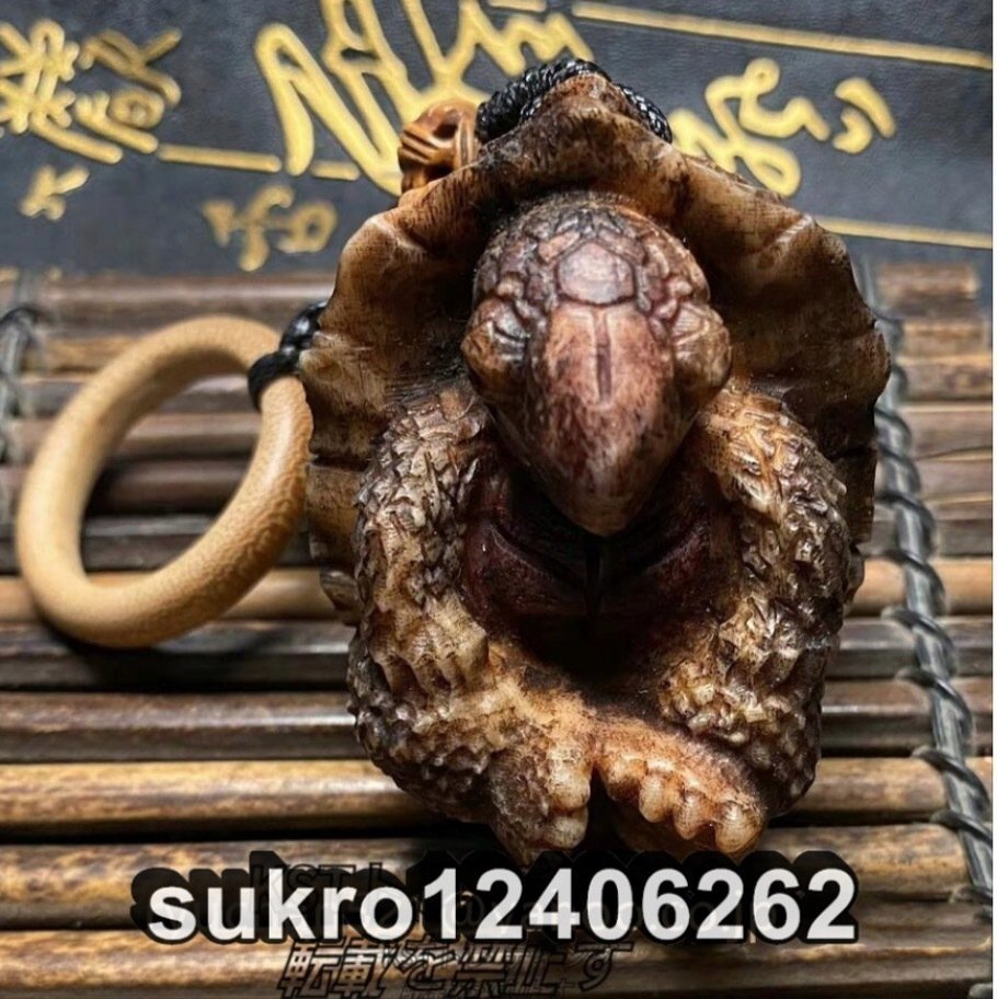 根付 提げ物 鹿角彫 【長寿亀】 根付 ・東洋彫刻...+sobrape.com.br