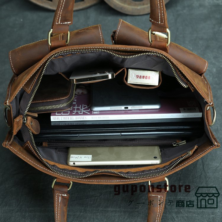 希少色 メンズバッグ ビジネスバッグ 鞄ハンドバッグ 超大容量 本革 メンズ ブリーフケース 厚手牛革 プルアップ_画像5