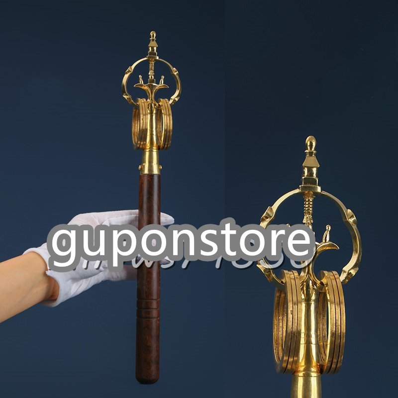 【本日特価】 仏教美術 仏具 錫杖 高品質極上品 真鍮製 長さ36cm 密教で使われる仏具 仏具一般 【本日特価】 仏教美術 仏具 錫杖 高品質極上品 真鍮製 長さ36cm 密教で使われる仏具 仏具一般
