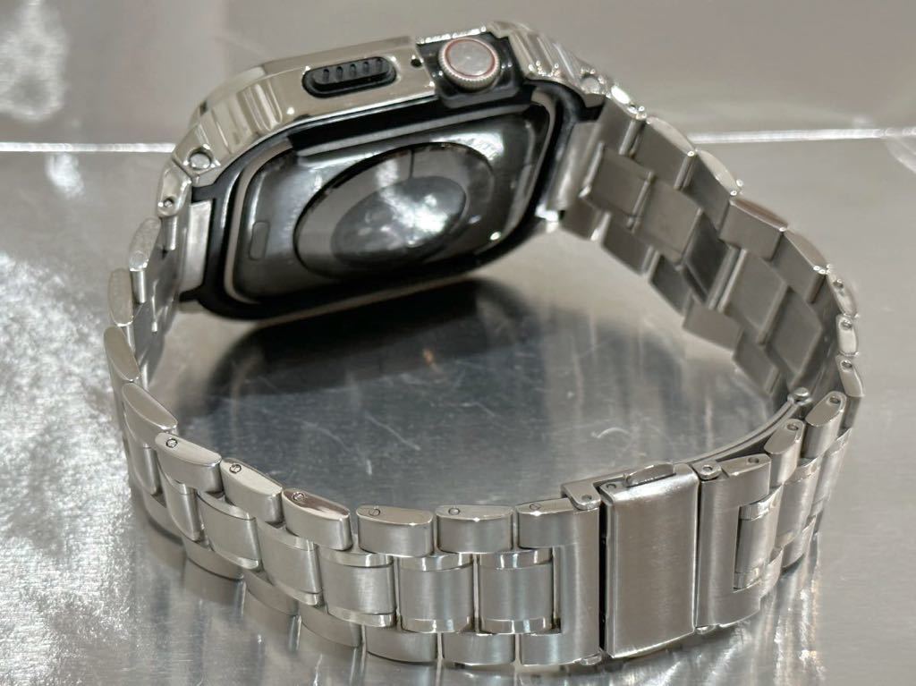 MS☆アップルウォッチバンド ステンレス カバー　Apple Watch ケース 44mm 45mm メンズ　レディース　一体型ベルトカバー_画像7