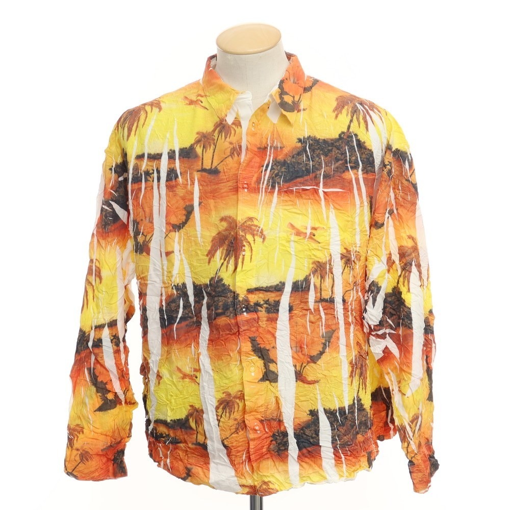 珍しい doublet 【中古】ダブレット シワ加工 オレンジxホワイト