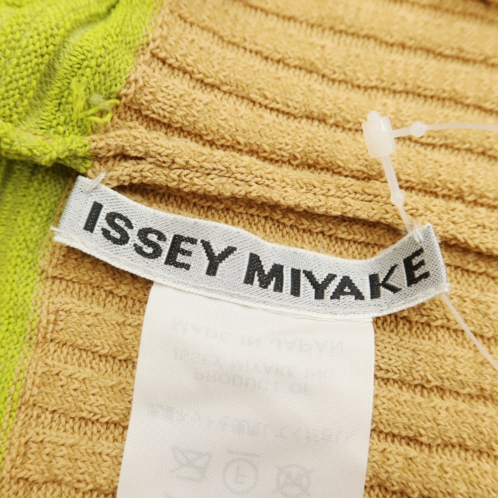 【中古】イッセイミヤケ ISSEY MIYAKE 2022年秋冬 ニット ノースリーブ ワンピース ベージュxライトグリーン【表記なし（M位）】[CPD]_画像5