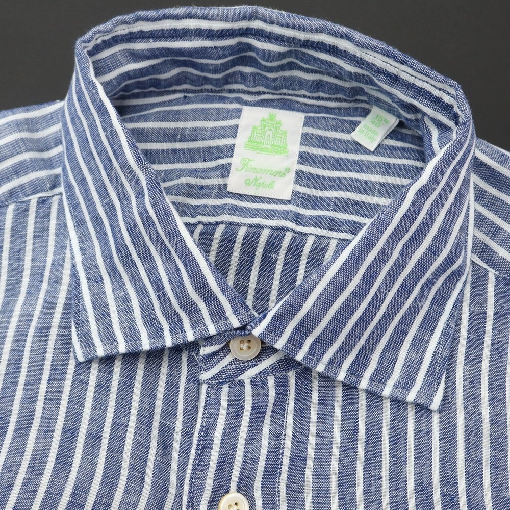 Sản phẩm 【中古】フィナモレ Finamore リネン ストライプ シャツ