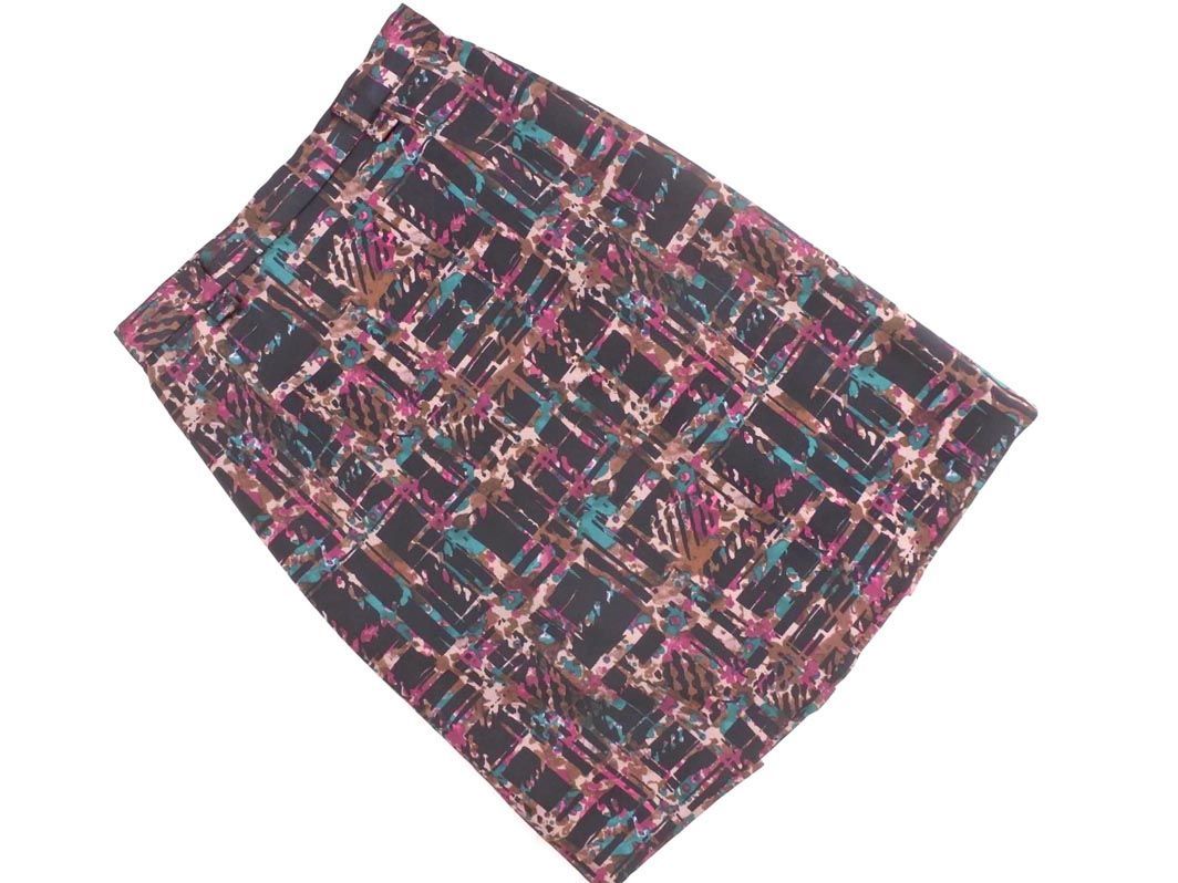  cat pohs OK SunaUna SunaUna total pattern back tuck A line trapezoid skirt size36/ black x green x pink *# * dhd1 lady's 