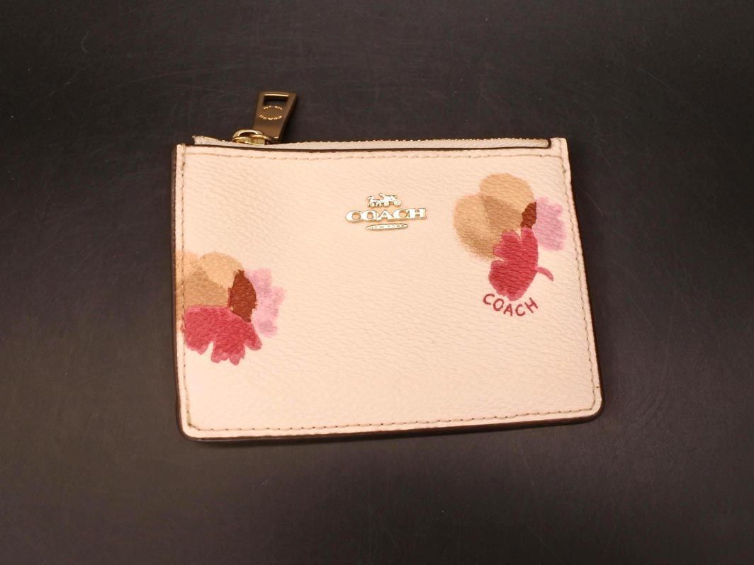 ネコポスOK COACH コーチ F65439 花柄 コイン カードケース アイボリー ■■ ☆ dib2 レディース_画像1