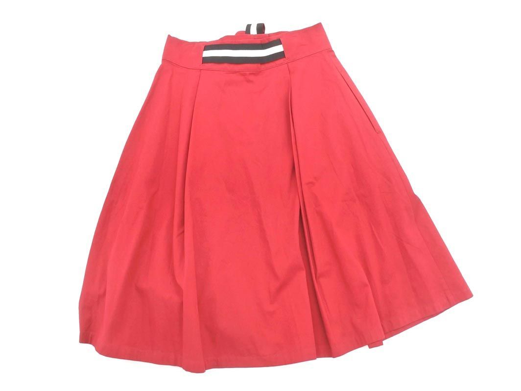 ネコポスOK agnes b アニエスベー リボン Aライン 台形 スカート size38/赤 ■■ ☆ dib2 レディース_画像5