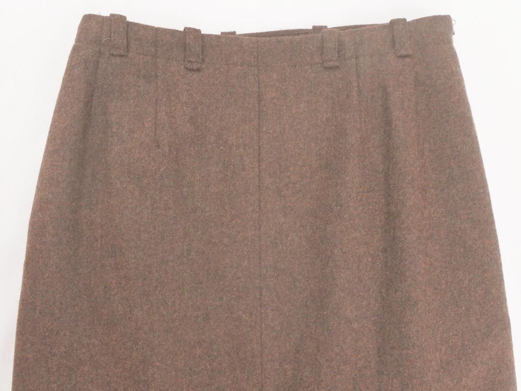  Sunao Kuwahara wool .A line trapezoid skirt sizeM/ tea *# * dib2 lady's 