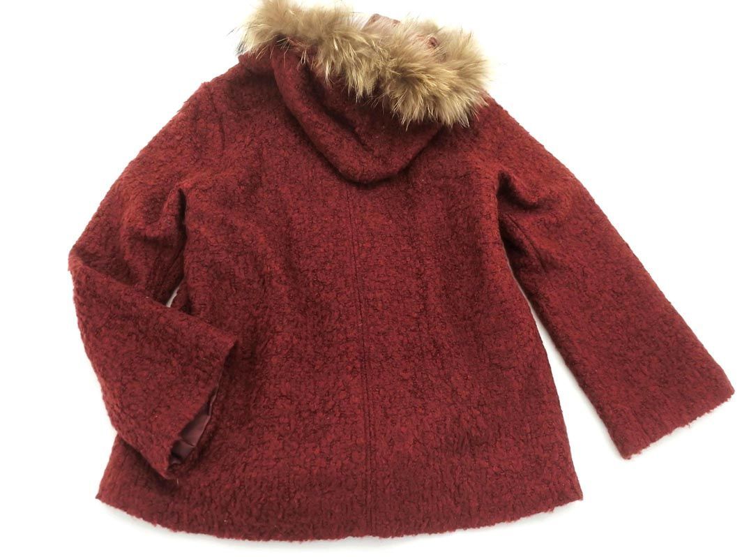 Heather Heather wool . reverse side f lease raccoon fur with a hood . coat sizeF/ red *# * dib9 lady's 