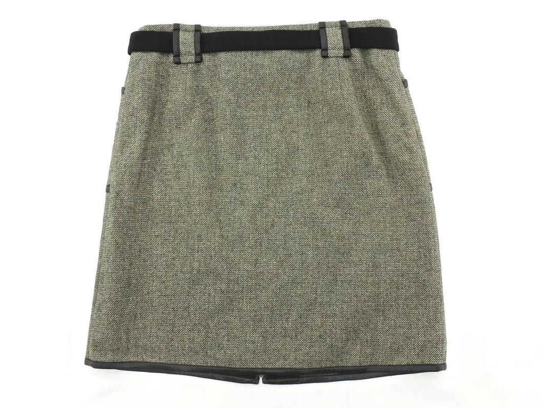 LOUNIE Lounie wool . belt attaching skirt size40/ gray ju*# * dic9 lady's 
