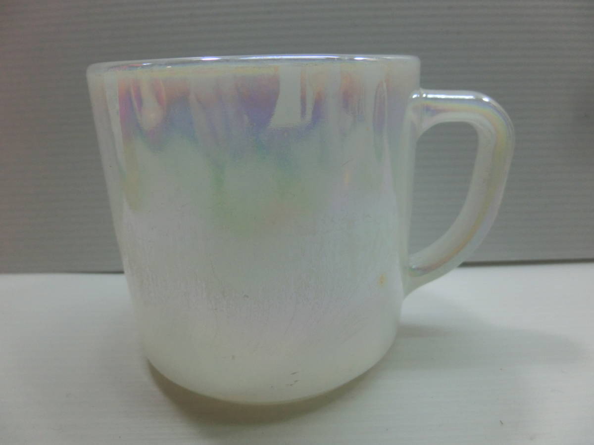 《フェデラル》オーロラ『マグカップ・スタッキングマグ』USA /ミルクガラス.耐熱ガラス/傷ありの画像1