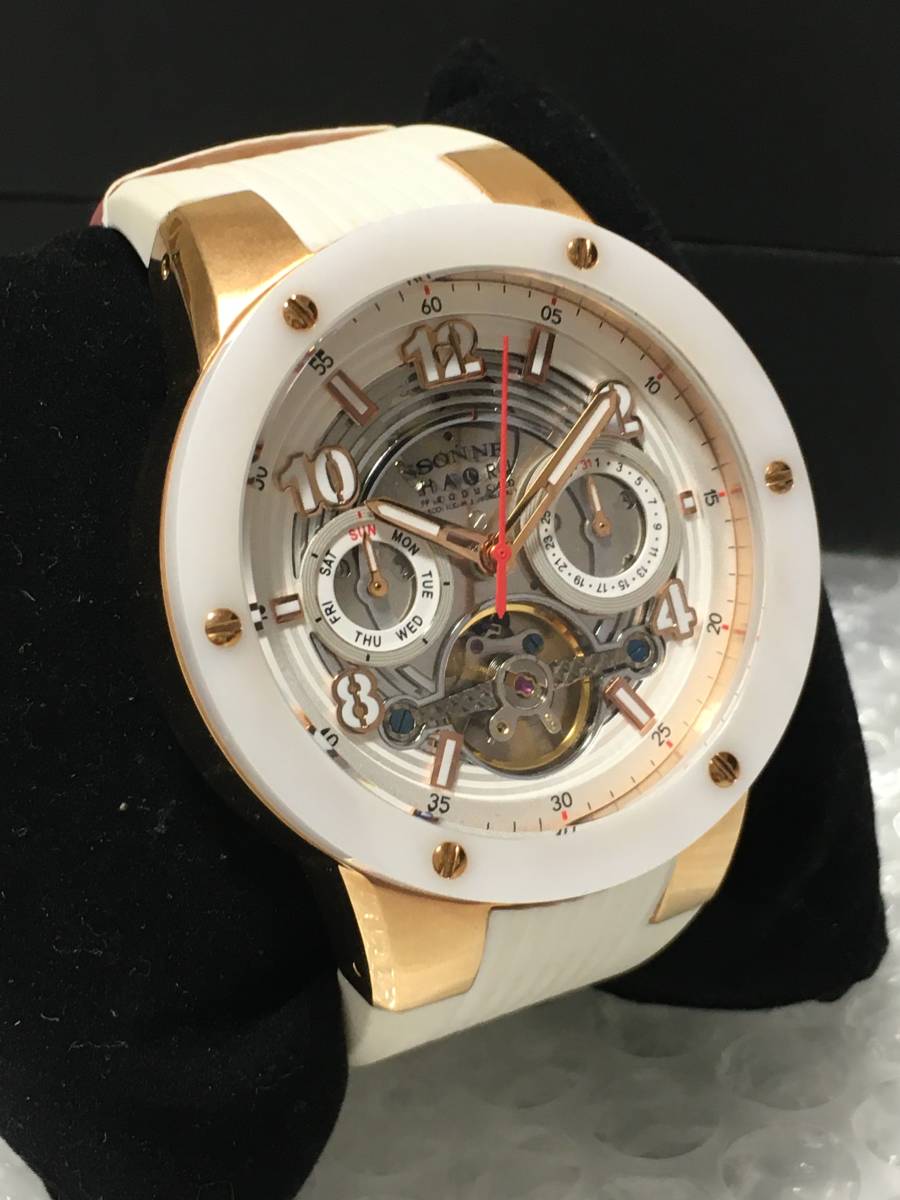 SONNE(ゾンネ)マルチカレンダー 自動巻き セラミックベゼル 新品 ホワイト 2_画像2