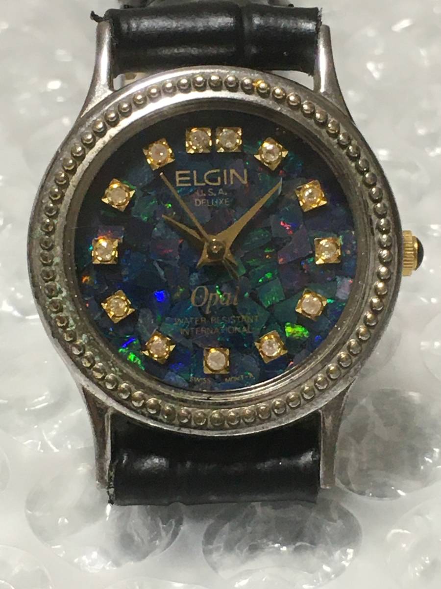 激安特価 ELGIN エルジン オパール＆13Pダイヤ文字盤 USED品 2