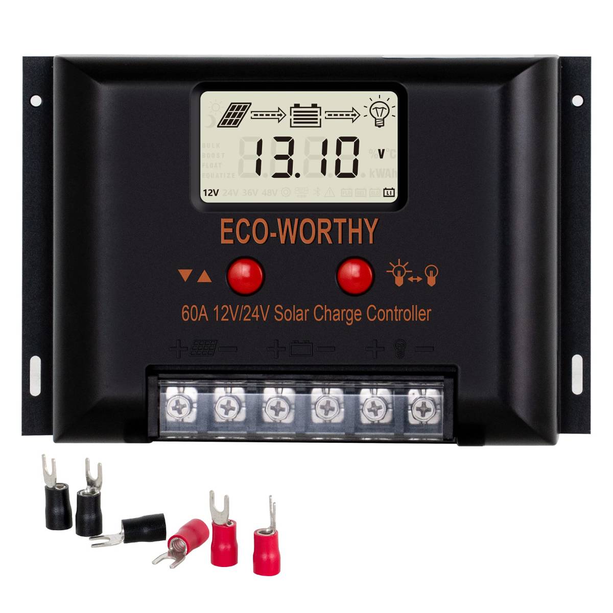 【売切お得】ECO-WORTHY ソーラーチャージコントローラ 60A 12V / 24V LCDディスプレイUSBポートによる過負荷保護の画像1