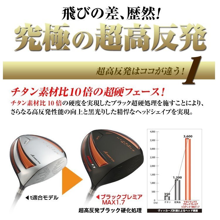 ☆新品☆WORKS GOLF 短尺 44inc 超高反発 HBガンマ ブラックプレミアMax1.7 9.5 10.5 ワークテック飛匠シャフト仕様 R / SR / S_画像8