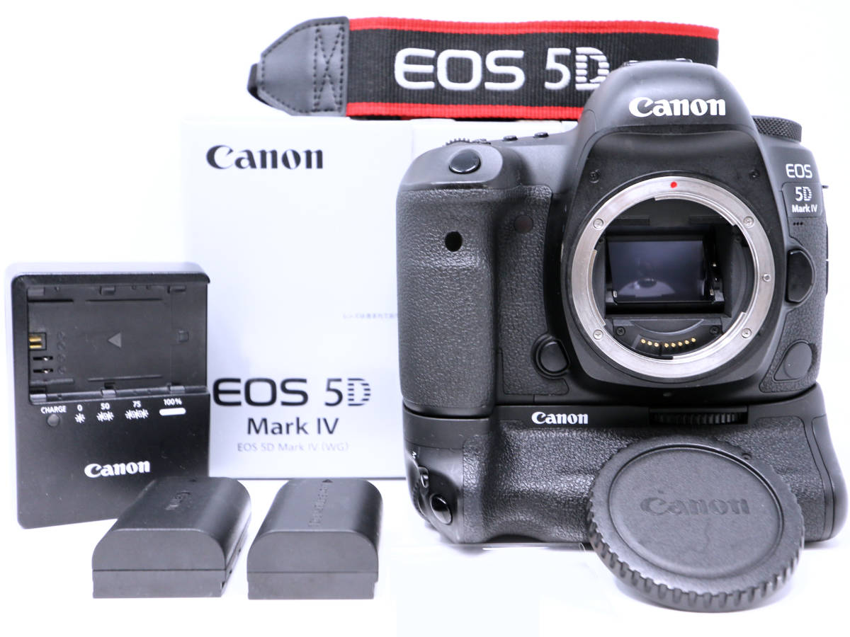 ★美品★Canon キャノン EOS 5D Mark IV Mark4 ボディ +バッテリーグリップ BG-E20★元箱 ストラップ バッテリー×2 充電器 ケーブル付属★_画像1