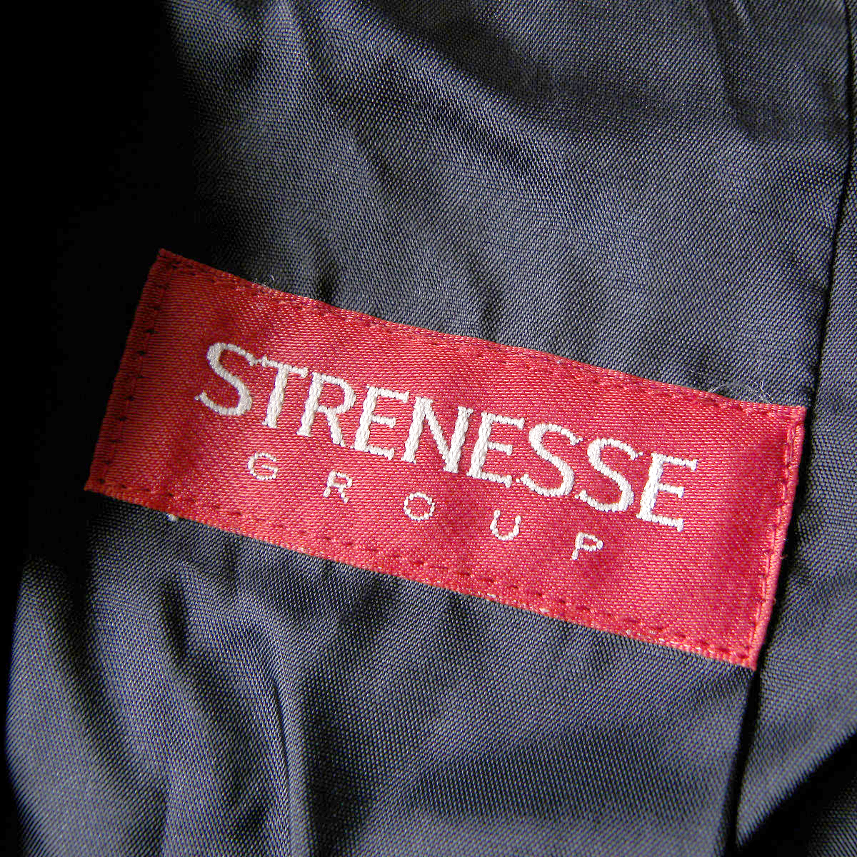 ストラネス STRENESSE ウールブレンド ペンシルストライプ柄テーラードジャケット オフィスビジネスにも ネイビー l0912-9_画像5