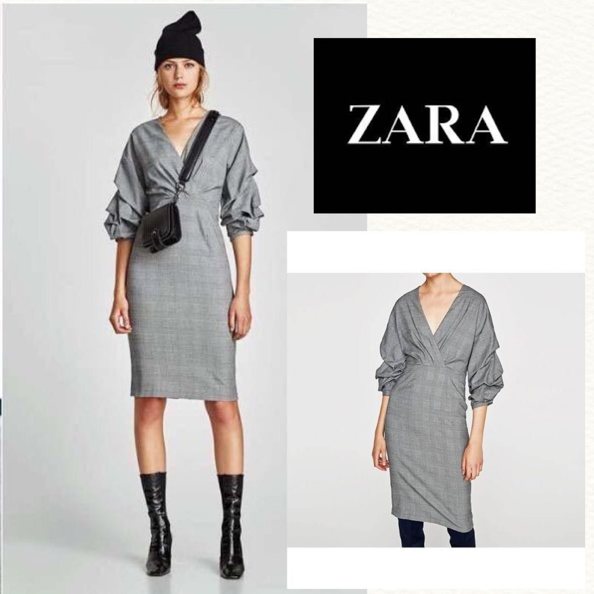美品 ZARA カシュクール ワンピース グレンチェック 秋冬|Yahoo 美品 ZARA カシュクール ワンピース グレンチェック 秋冬|Yahoo