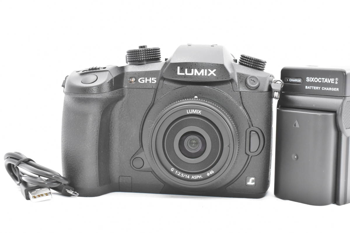 Panasonic パナソニック LUMIX DC-GH5 RD-SPM049 デジタル一眼レフカメラ + LUMIX G 14mm F/2.5 ASPH レンズ (t4468)
