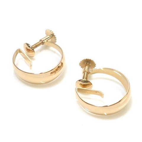 J◇K18 フープ イヤリング ピンクゴールド 18金 新品仕上済 ネジ開閉 円形 pink gold earrings【ネコポスOK】_画像1