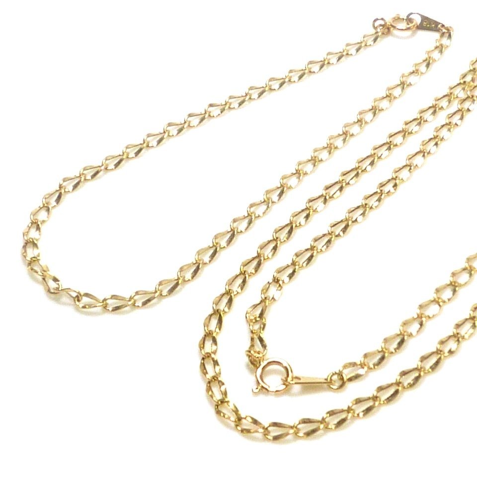 J◇K18 チェーン ネックレス & ブレスレット 2点セット イエローゴールド 18金 Yellow Gold chain necklace bracelet【ネコポスOK】_画像1