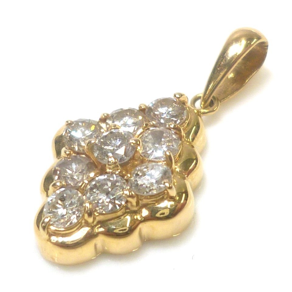 J◇K18 ダイヤモンド 0.76ct ペンダントトップ ひし形 イエローゴールド 18金 ダイヤ yellow gold diamond pendent charm【ネコポスOK】