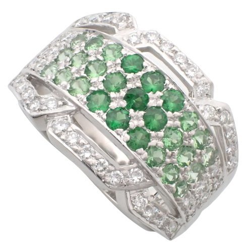 パヴェ ガーネット ダイヤモンドリング 指輪 ジュエリー アクセサリー Pt900 グリーン緑 9(49)号 40802030455【アラモード】【SALE】