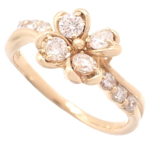 フラワー ダイヤモンドリング 指輪 アクセサリー 花モチーフ K18