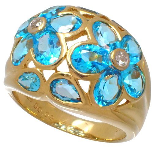 トパーズ ダイヤモンド リング 指輪 K18 イエローゴールド YG ゴールド金 ライトブルー水色 13(53)号 40802059952【アラモード】