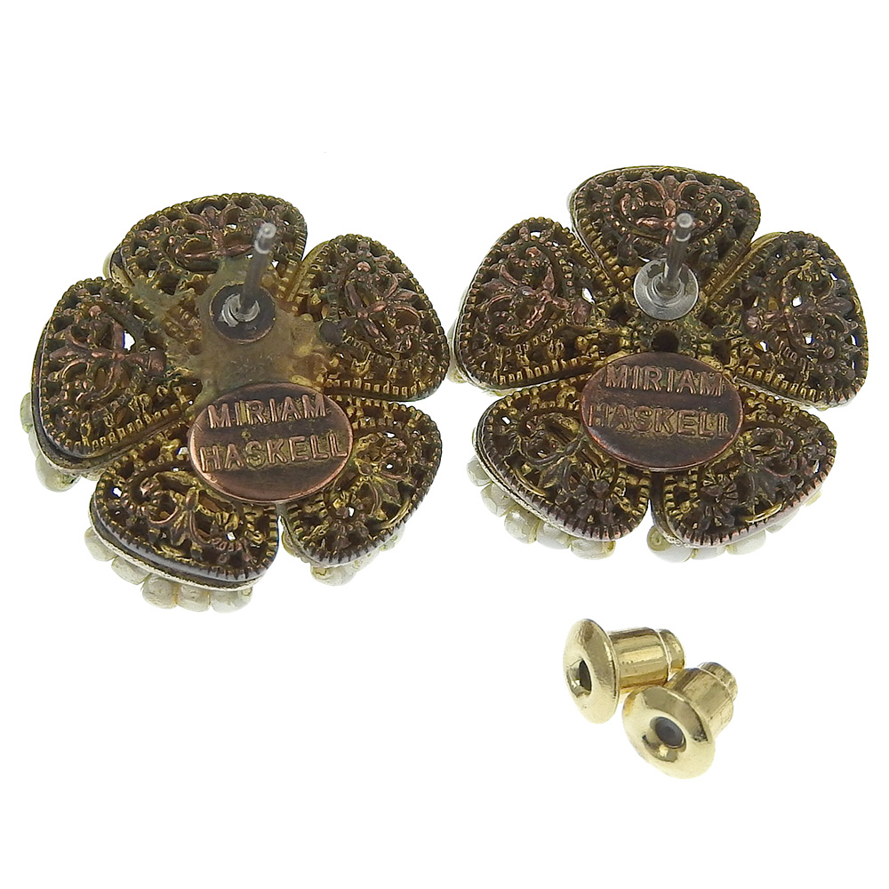  super-beauty goods Miriam Haskell MIRIAM HASKELL present Logo floral pa- ruby z earrings lady's flower flower earrings costume 