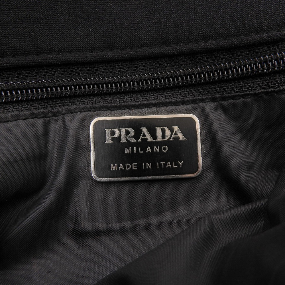 超美品 プラダ PRADA 90年代ヴィンテージ レッドプレートロゴ 斜め掛け ボンディングナイロン ショルダーバッグ 黒_[プラダ]ショルダーバッグ