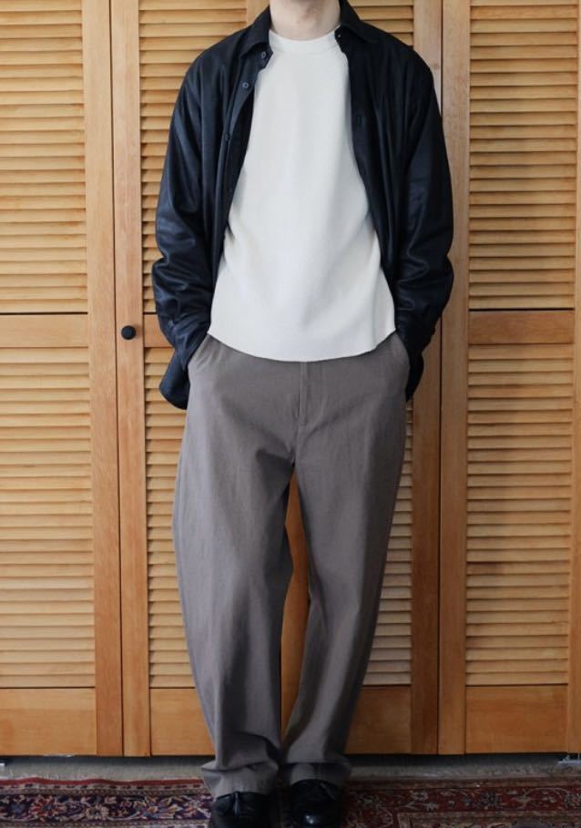 ulterior DRY CHAMBRAY GABARDINE MIL-TROUSER TAUPE GREY ワークパンツ