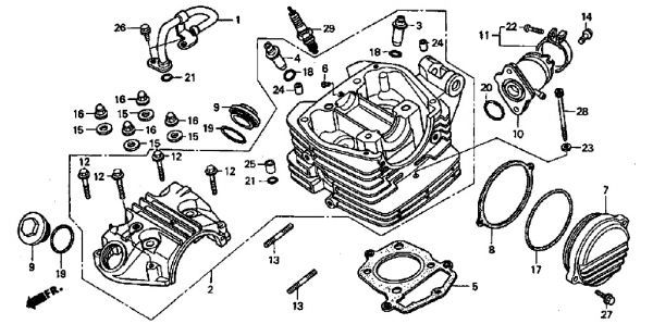 MC34 純正 キャブレター ガスケット 送料250円～ FTR223 キャブ パッキン Oリング 新品 ftr .kpk_MC34　E-1　ヘッド