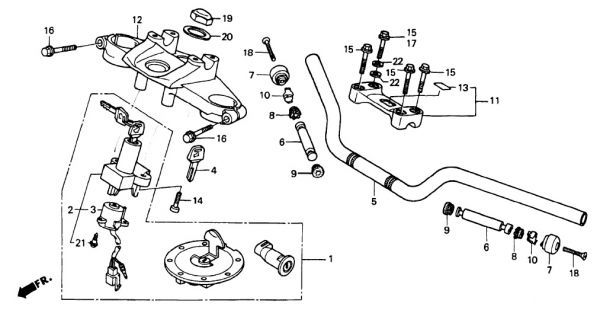 NC36 純正 フロントフォークOHセット 14点 CB400 FOUR ガイドブッシュ サス CB400フォア フォークシール フォア .mn8.kcr.kv3_ＮＣ36　Ｆ-5　ハンドル