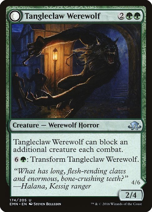 MTG ■緑/英語版■ 《 絡み爪の人狼/Tangleclaw Werewolf》異界月 EMN_画像1