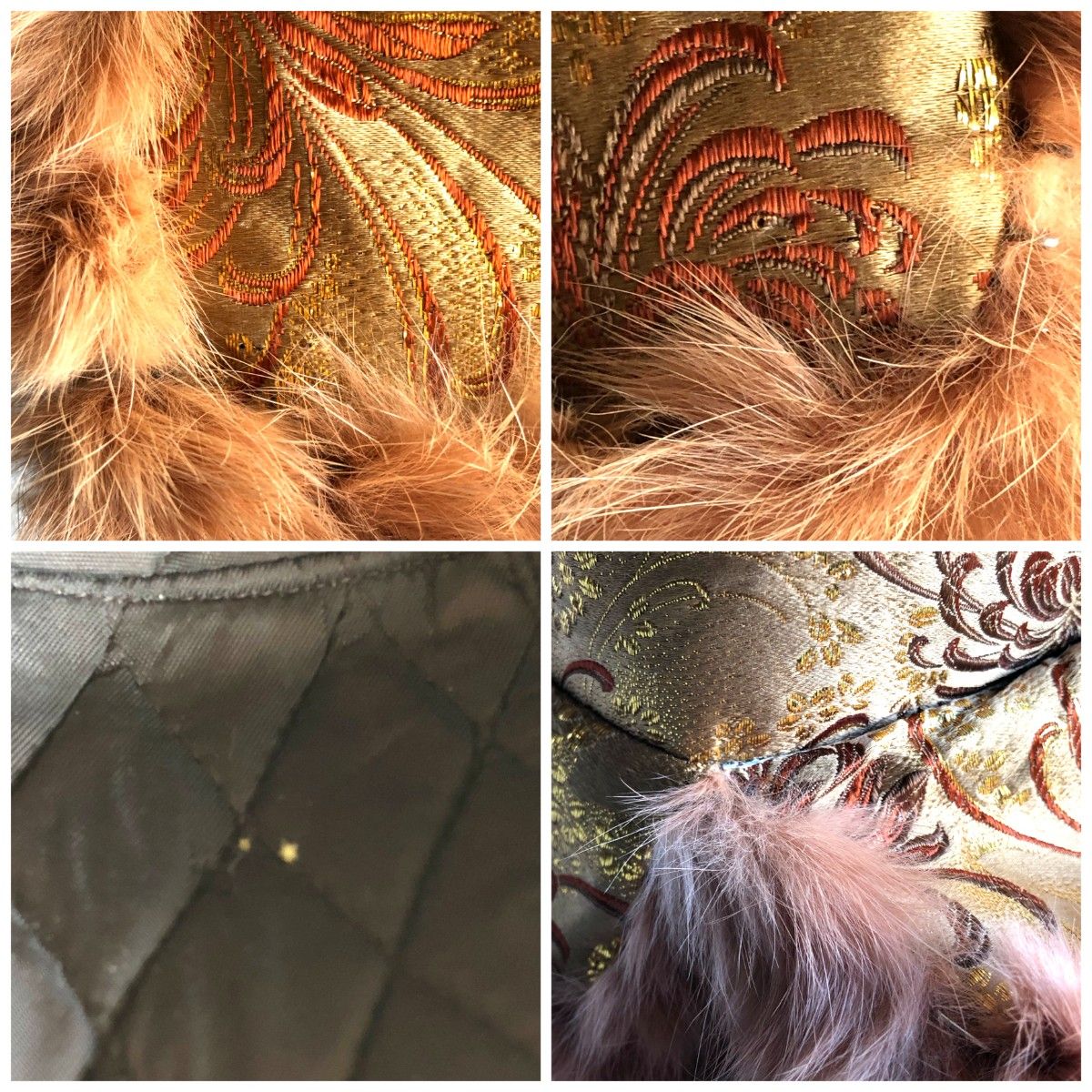 男女兼用 チャイナ×ロシア帽子 リアルファー×シルク×金ラメ糸 男女兼用 チャイナ×ロシア帽子 リアルファー×シルク×金ラメ糸