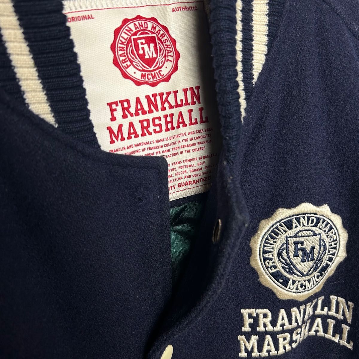 FRANKLIN MARSHALL フランクリンマーシャル ウールスタジャン 袖レザー