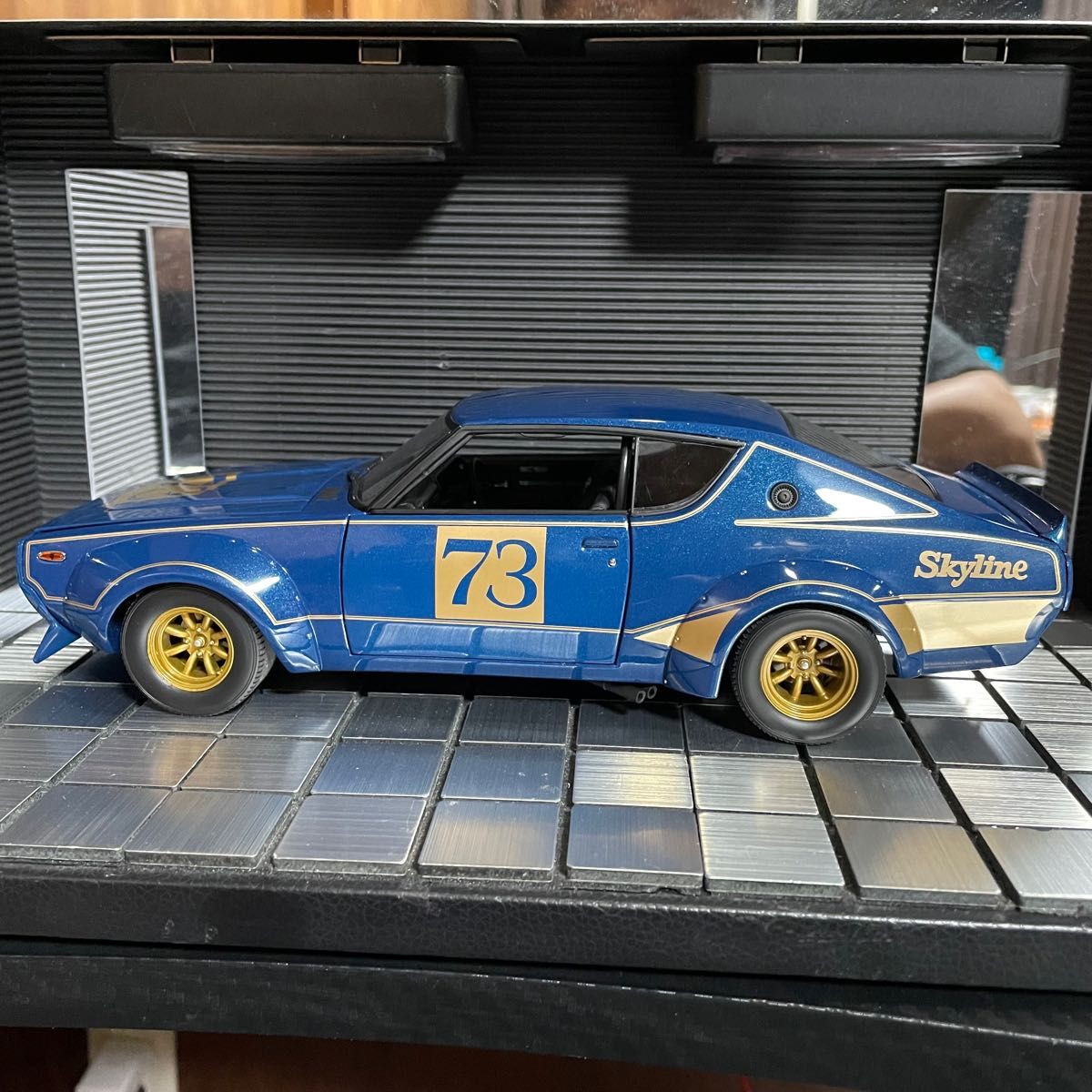 絶版未展示品 京商 1/18 日産 スカイライン 2000GT-R(KPGC110) RACING 1972 ブルーメタリック