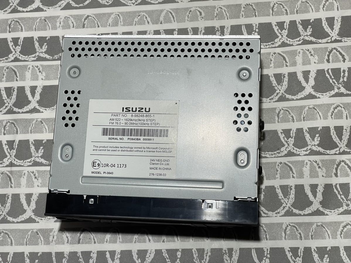 24V ISUZU いすゞ純正 CDデッキ USB AUX ラジオ オーディオ PI-3643