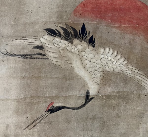 模写】狩野永真 安信 『鶴図』掛軸 紙本 花鳥図 鳥獣 日本画 日本美術 