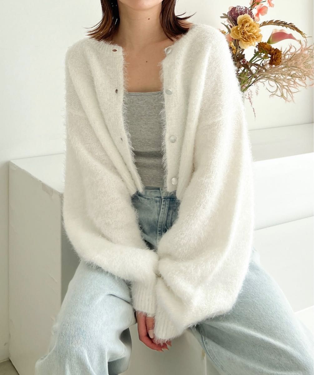 【新品未使用タグ付き】〔Heather〕ラメニットショートカーディガン 188010