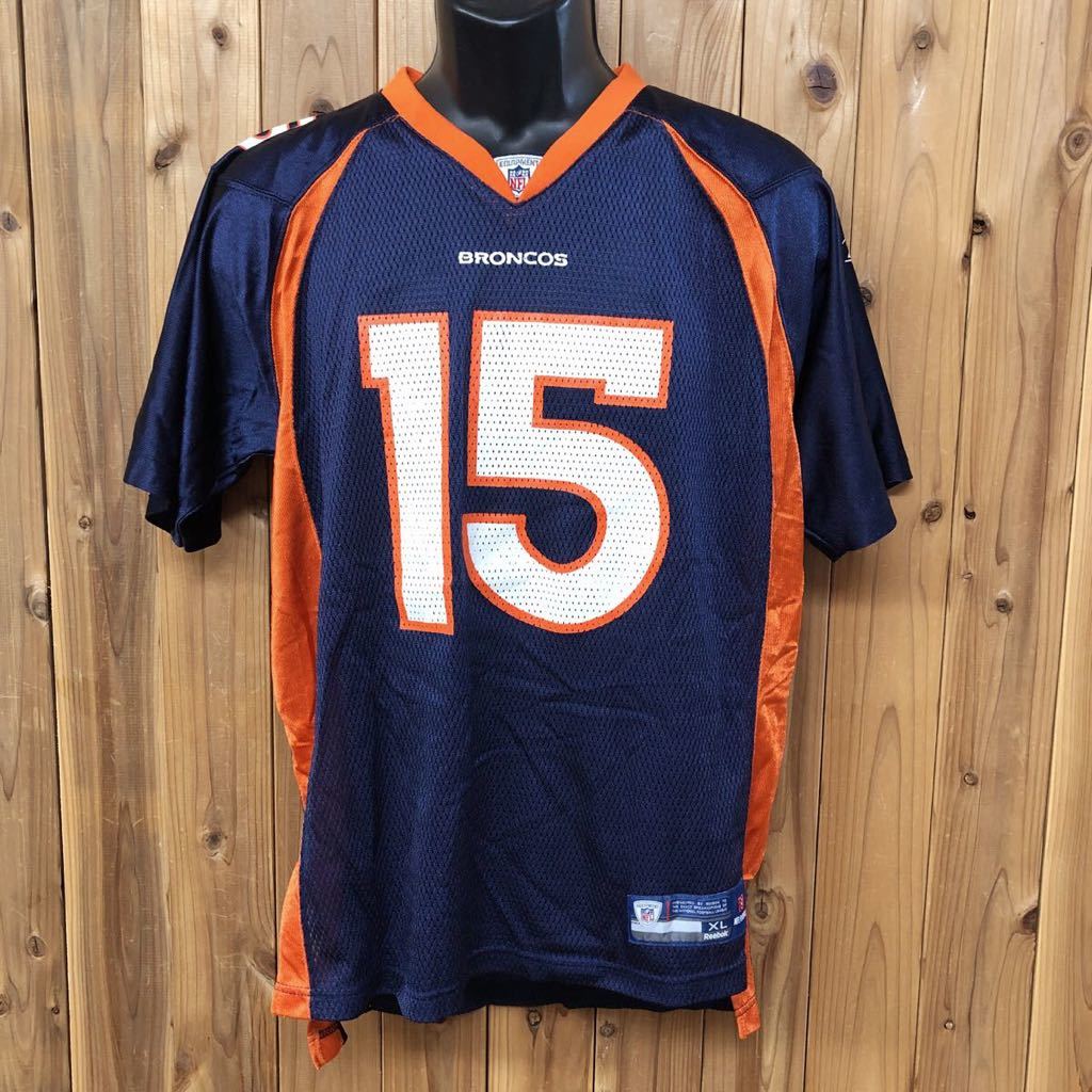 Reebok /NFL /メンズXL ネイビー 半袖Tシャツ #15 ゲームシャツ TEBOW アメフト スポーツウェア アメカジ USA古着_画像1