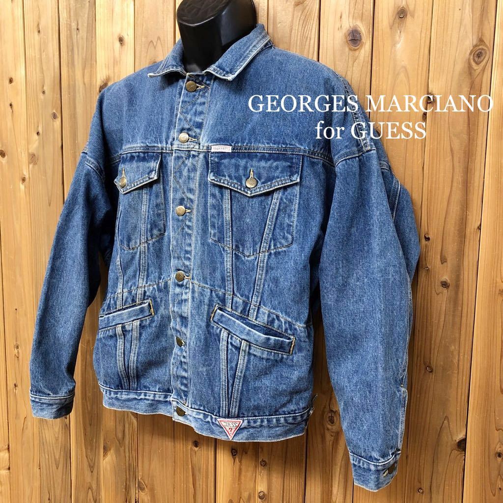 80's /USA製 /GEORGES MARCIANO for GUESS /メンズL デニムジャケット 長袖 ジージャン Gジャン アウター アメカジ ビンテージ古着_画像1