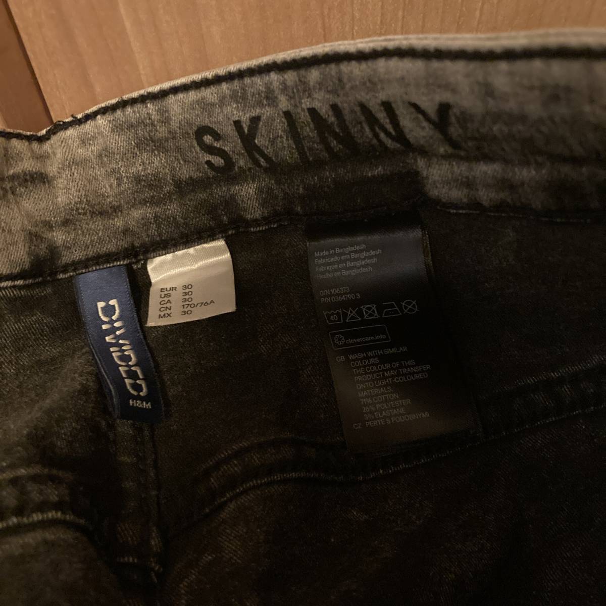 size 30 (ウエスト80cm) | H&M | ケミカルウォッシュ スキニー デニム パンツ ジーンズ | グレー | エイチアンドエム | SKINNY DENIM JEANS_画像6