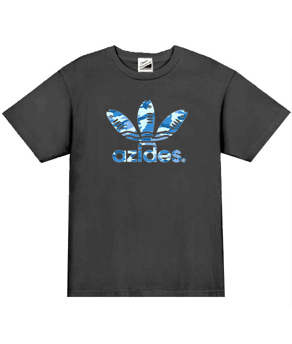 【azides黒青M】5ozアジデスロゴ迷彩Tシャツ面白いおもしろパロディネタプレゼント送料無料・新品