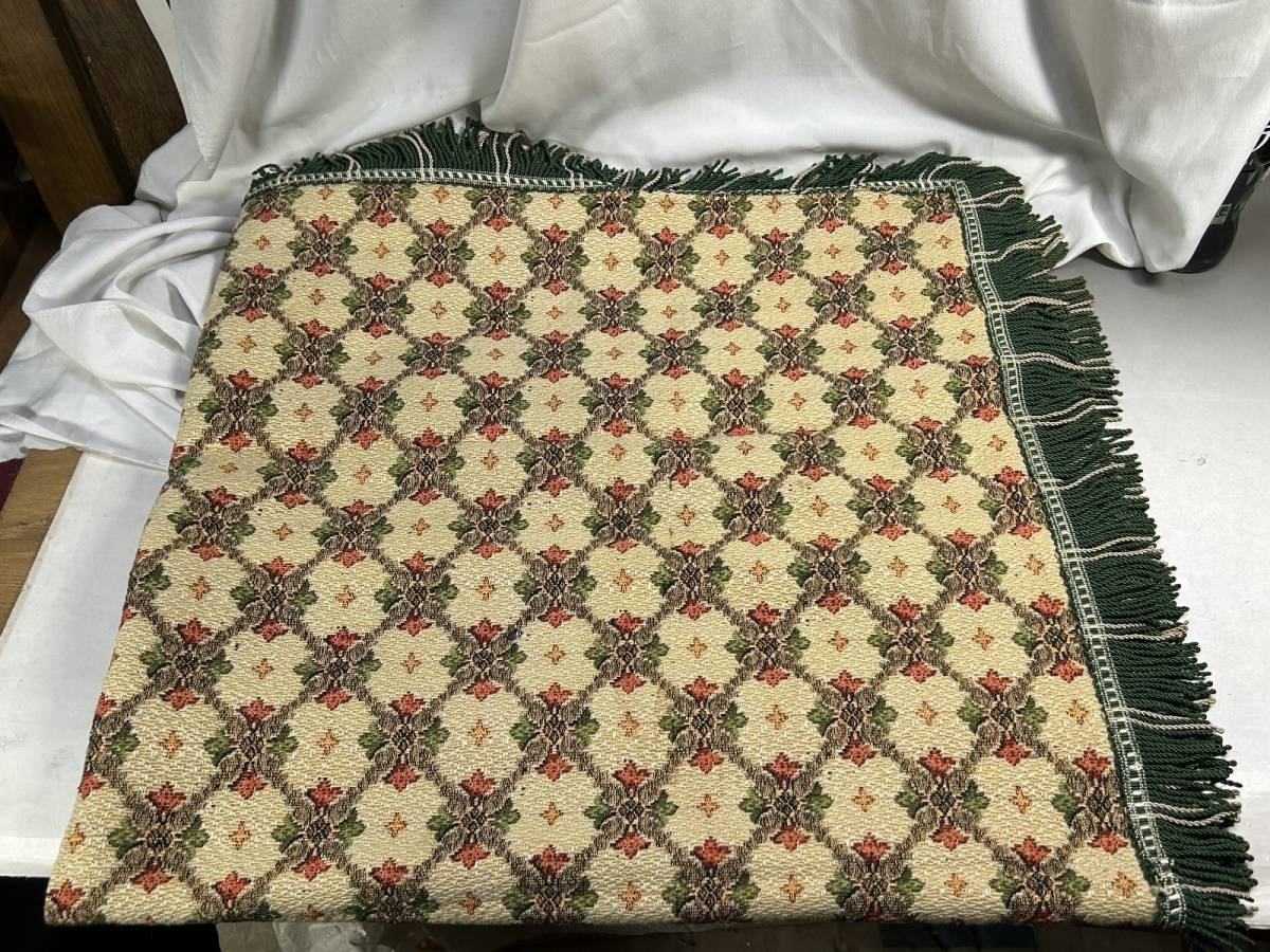  tablecloth Vintage fringe free cover woven thing multi cover go Blanc era old tool 