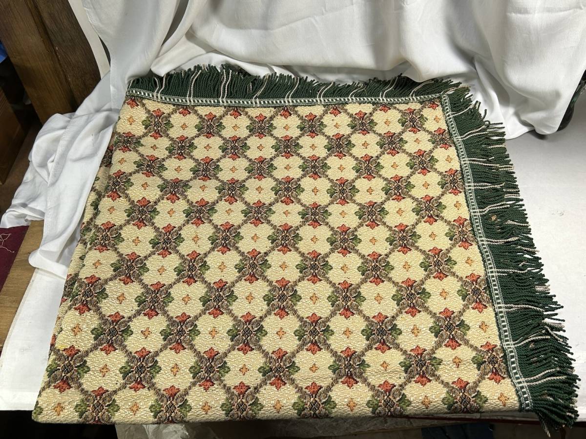  tablecloth Vintage fringe free cover woven thing multi cover go Blanc era old tool 