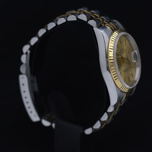 1円 ロレックス デイトジャスト 16233 YG×SS AT/自動巻 ゴールド文字盤 メンズ腕時計 OGH 0281160の画像2