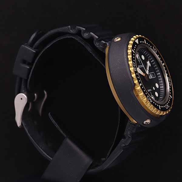 1円 セイコー QZ 7549-7009 プロフェッショナル ダイバー 600M チタン デイデイト 黒文字盤 メンズ腕時計 0008800YSDの画像2